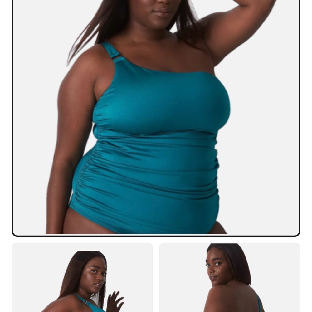 Cacique Teal One-Shoulder Swimsuit